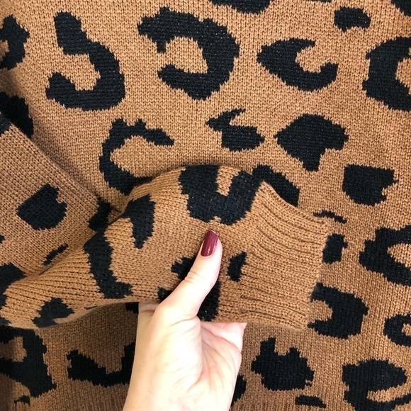 New Cotton Emporium Patterned Turtleneck Sweater in Brown Leopard - Picture 4 of 9